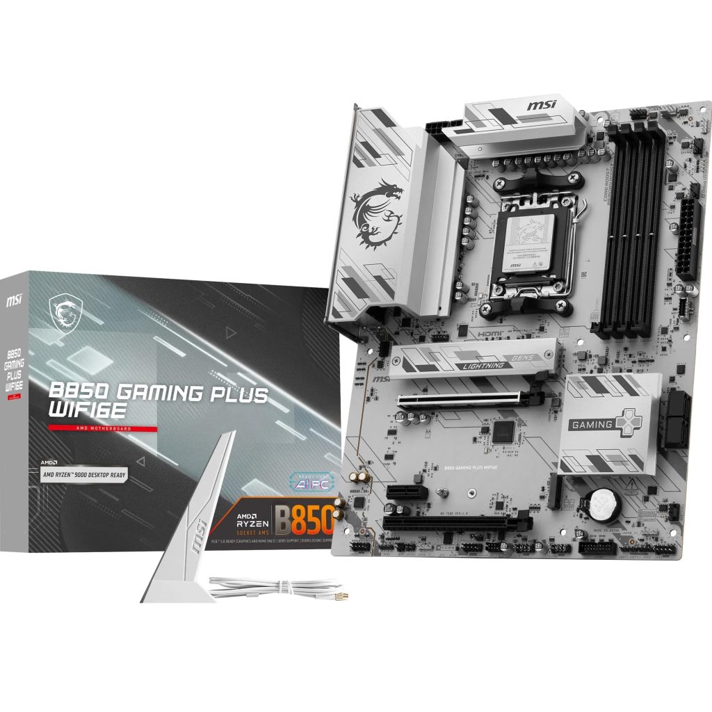 Msi B850 Gaming Plus Wifi6E Motherboard, Atx - Supports Amd Ryzen 9000/8000 / 7000 Processors, Am5 - Ddr5 Memory Boost 8200+ Mt/S (Oc), Pcie 4.0 X16, M.2 Gen5, Wi-Fi 6E, 2.5G Lan
