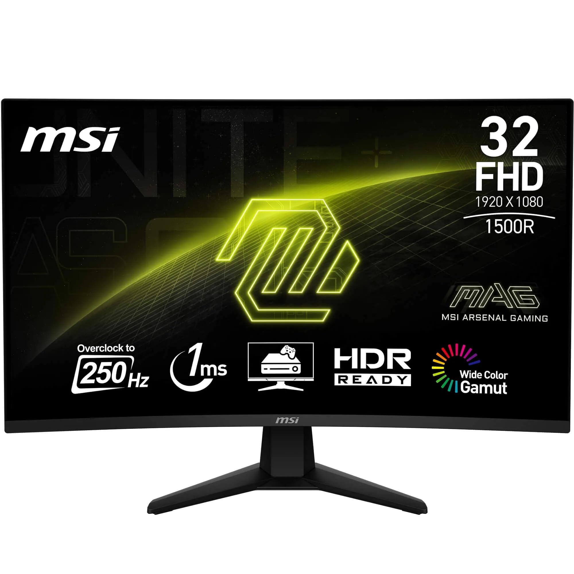 Msi Mag 32C6X 32 Inch Fhd Curved Gaming Monitor - 1500R 1920 X 1080 Va Panel, 250 Hz(Oc) - 1Ms Mprt, Adaptive Sync - Dp 14A, Hdmi 20B Cec