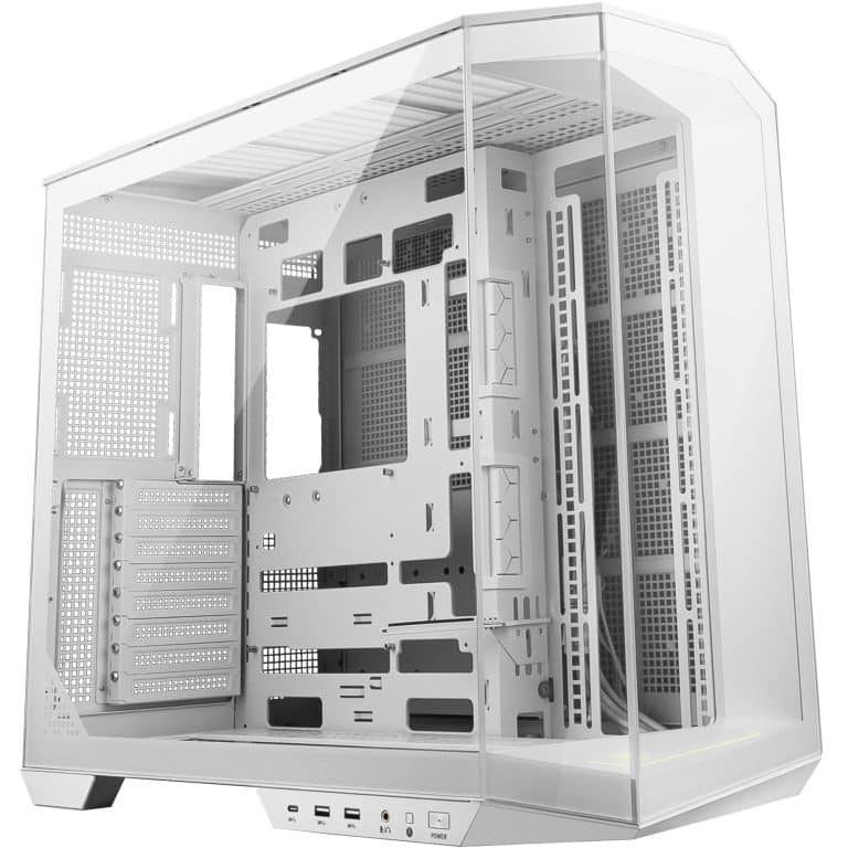 Msi Mag Pano 100L Pz White Atx Pc Case - Atx Capacity, Verical Gpu Installation Bracket, Gpu Holder, Dust Filters, Swinging Storage Bracket, Dual-Chamber, Usb 20Gbps Type-C