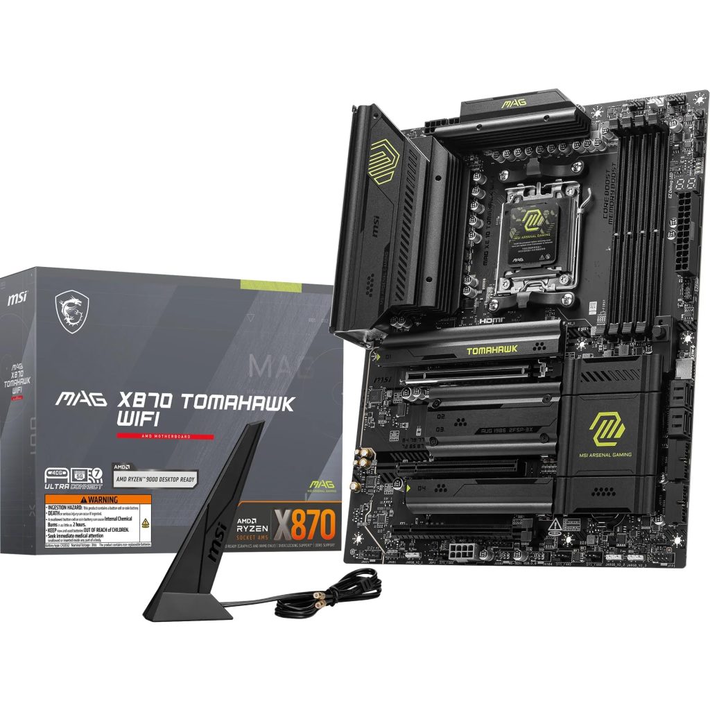 Msi Mag X870 Tomahawk Wifi Motherboard, Atx - Supports Amd Ryzen 9000 / 8000 / 7000 Processors, Am5 - 80A Sps Vrm, Ddr5 Memory Boost 8400+Mt/S (Oc), Pcie 5.0 X16 &Amp;Amp; 4.0 X16, M.2 Gen5, Wi-Fi 7, 5G Lan