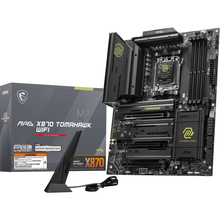 Msi Mag X870 Tomahawk Wifi Motherboard, Atx - Supports Amd Ryzen 9000 / 8000 / 7000 Processors, Am5 - 80A Sps Vrm, Ddr5 Memory Boost 8400+Mt/S (Oc), Pcie 5.0 X16 &Amp; 4.0 X16, M.2 Gen5, Wi-Fi 7, 5G Lan