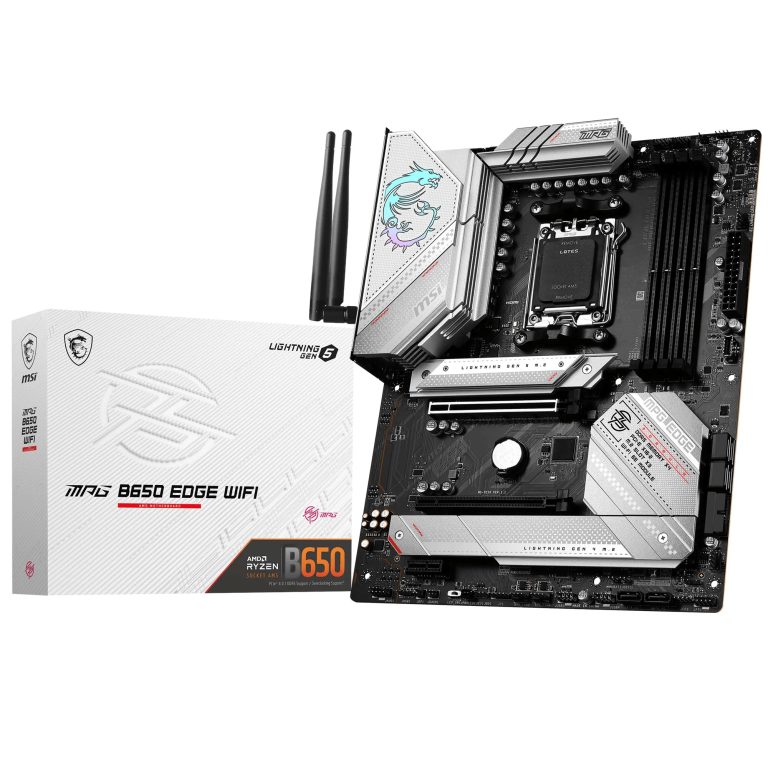 Msi Mpg B650 Edge Wifi Motherboard, Atx - Supports Amd Ryzen 9000 Cpus, Am5 - 14 Phases Drps Cpu Power 80A Vrm, Ddr5 Memory Boost 6600+Mhz/Oc, 2 X Pci-E 4.0 X16, 1 X M.2 Gen5, 2 X M.2 Gen4, Wi-Fi 6E