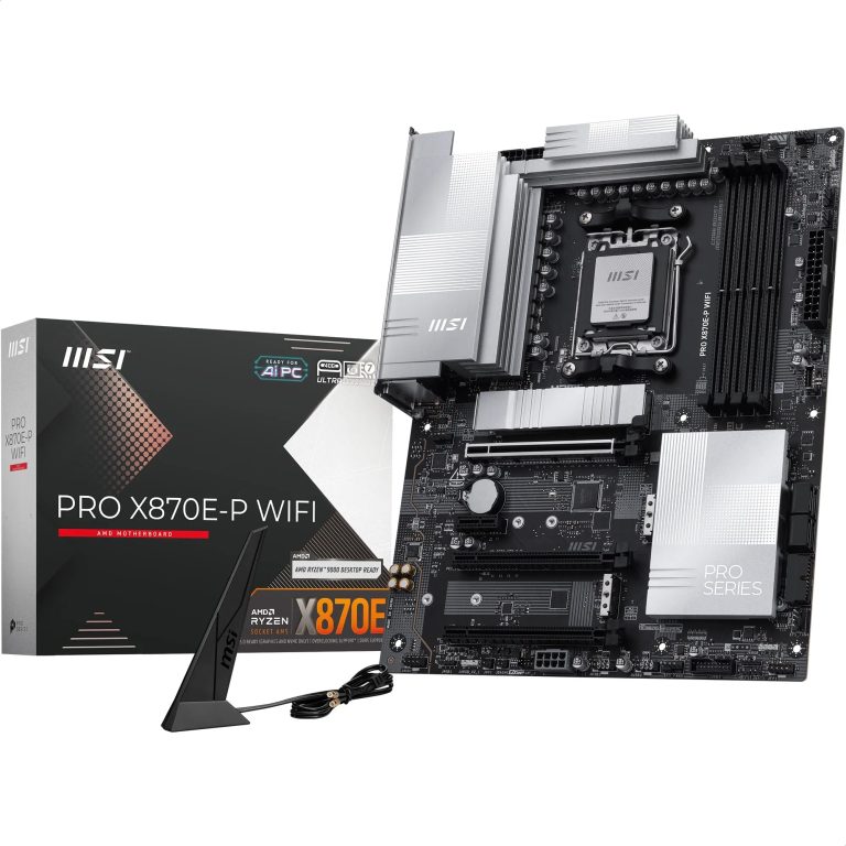 Msi Pro X870E-P Wifi Motherboard, Atx - Supports Amd Ryzen 9000/8000 / 7000 Processors, Am5-60A Sps Vrm, Ddr5 Memory Boost (8200+ Mt/S Oc), Pcie 5.0 X16 &Amp; 4.0 X16, M.2 Gen5, Wi-Fi 7, 5G Lan