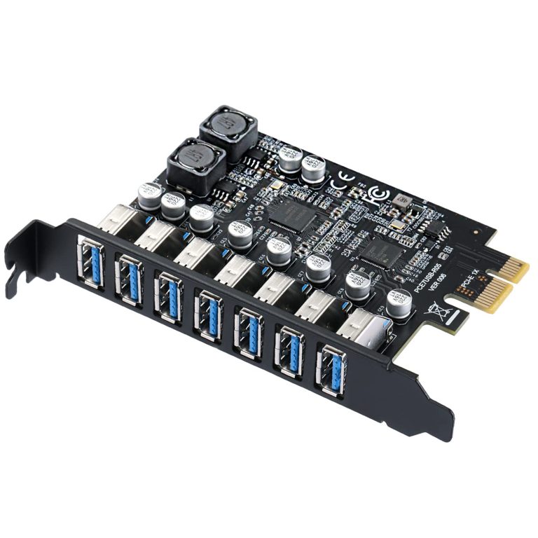 Mzhou Pci-E Express 1X To Usb Internal 3.0 7 Port Expansion Card, Usb 3.2 Gen1 5Gbps Adapter Card-Supports Uasp Protocol- Plug &Amp; Play- Windows 7/8/10/11、Linux 2.6.3