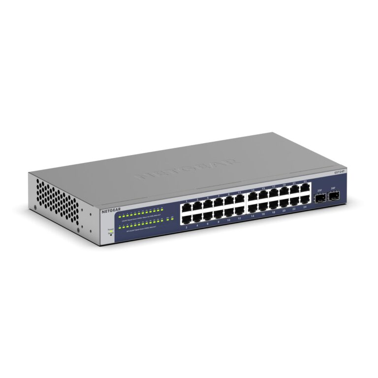 Netgear 24-Port Gigabit Ethernet Smart Switch (Gs724T) - Managed, Optional 1 Year Insight Cloud Management, With 2 X 1G Sfp, Desktop Or Rackmount, And Limited Lifetime Protection