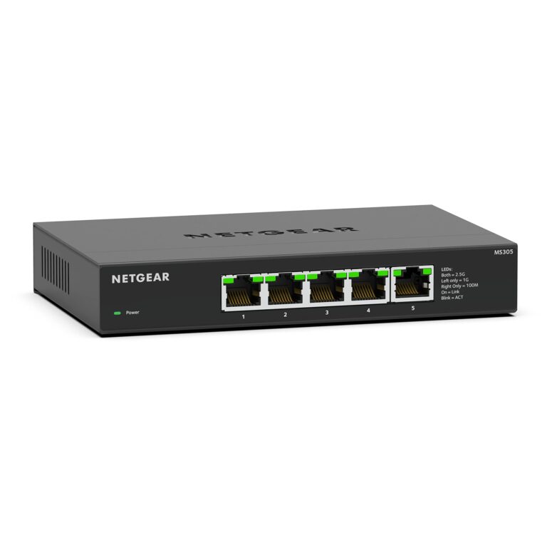 Netgear 5-Port Multi-Gigabit Ethernet Unmanaged Network Switch (Ms305) - With 5 X 1G/2.5G, Desktop Or Wall Mount, And Limited Lifetime Protection