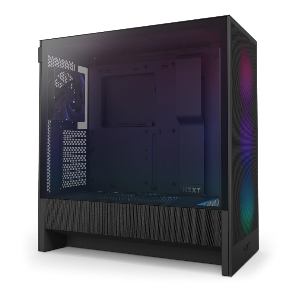 Nzxt H5 Flow Rgb - Compact Atx Mid-Tower Pc Gaming Case - High Airflow - F360 Rgb Core (Cv) Included - 360Mm Front &Amp;Amp; 240Mm Top Radiator Support - Cable Management - Tempered Glass - Black
