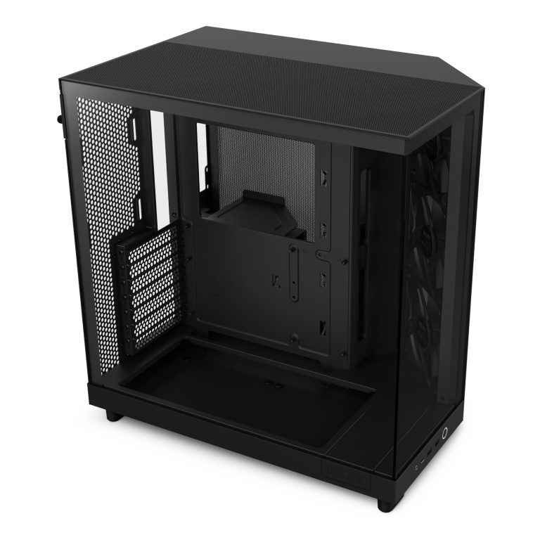 Nzxt H6 Flow | Cc-H61Fb-01 | Compact Dual-Chamber Mid-Tower Airflow Case | Panoramic Glass Panels | High-Performance Airflow Panels | Includes 3 X 120Mm Fans | Cable Management | Black