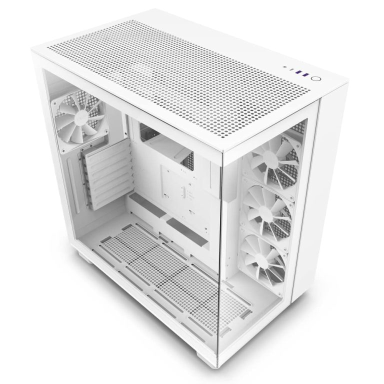 Nzxt H9 Flow Dual-Chamber Atx Mid-Tower Pc Gaming Case Cm-H91Fw-01 - High-Airflow Perforated Top Panel Tempered Glass Front &Amp; Side Panels 360Mm Radiator Support Cable Management White