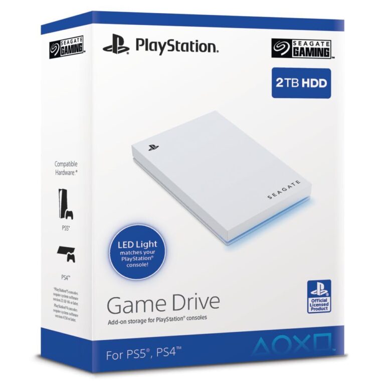 Seagate Game Drive For Ps4/Ps5 2Tb, External Hdd, Usb 3.0, Officially Licensed, Blue Led, Incl 2 Weeks Playstation+ (Stlv2000202)