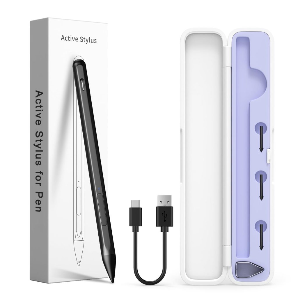 Stylus Pen For Hp Envy X360, Pavilion X360, Specter X360, Mpp 2.0 Tilt-Active Stylus With 4096 Levels Of Pressure Sensitivity, Convenient Storage Case, Supports Type-C Fast Charging, Black