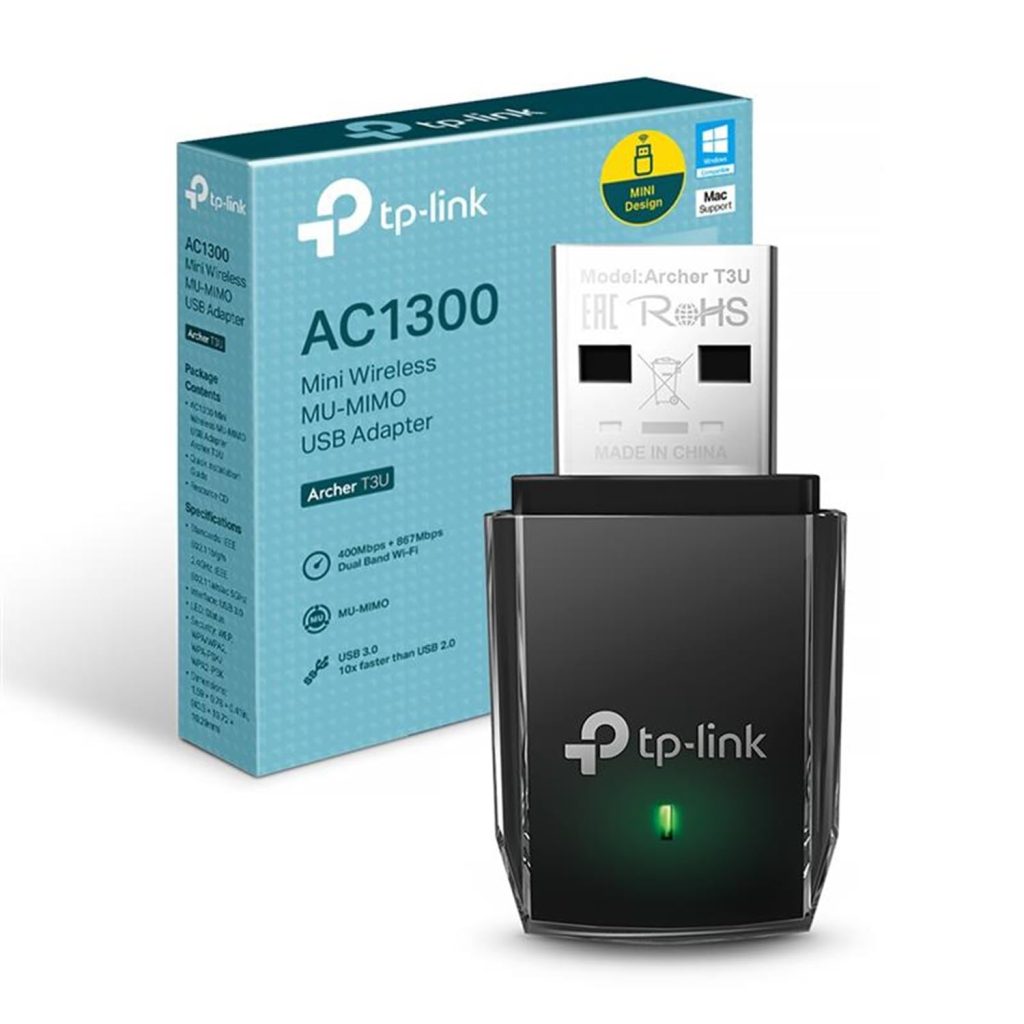 Tp-Link Archer T3U 1300 Mbps High Gain Wireless Dual-Band Usb Wifi Dongle, 3Dbi Dual Omni Directional Antenna, Wifi Adapter For Pc Supports Windows 11/8.1/8/7/Xp, Mac Os, Linux