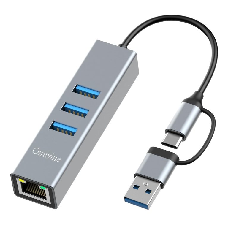 Usb To Ethernet Adapter, Usb-C Hub With 1000Mbps Gigabit Rj45 Lan Network Adapter, Usb-C To Ethernet Adapter With 3 Usb-3.0 Ports For Macbook Xps Surface Pro Linux Chromebook, Etc