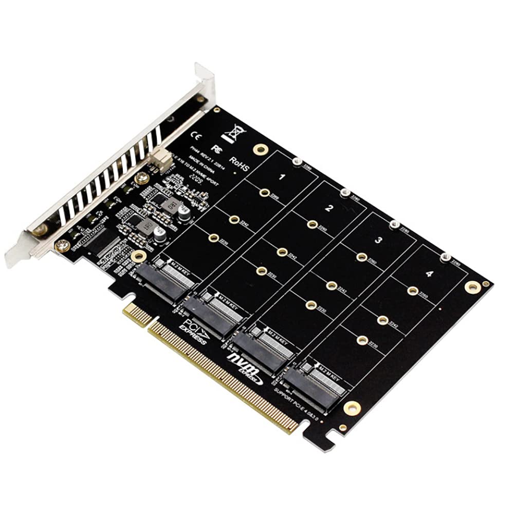 Voanzo 4-Port M.2 Expansion Card M.2 Nvme To Pcie X16 Adapter M.2 Nvme M Key Drive Converter Reader Expansion Card