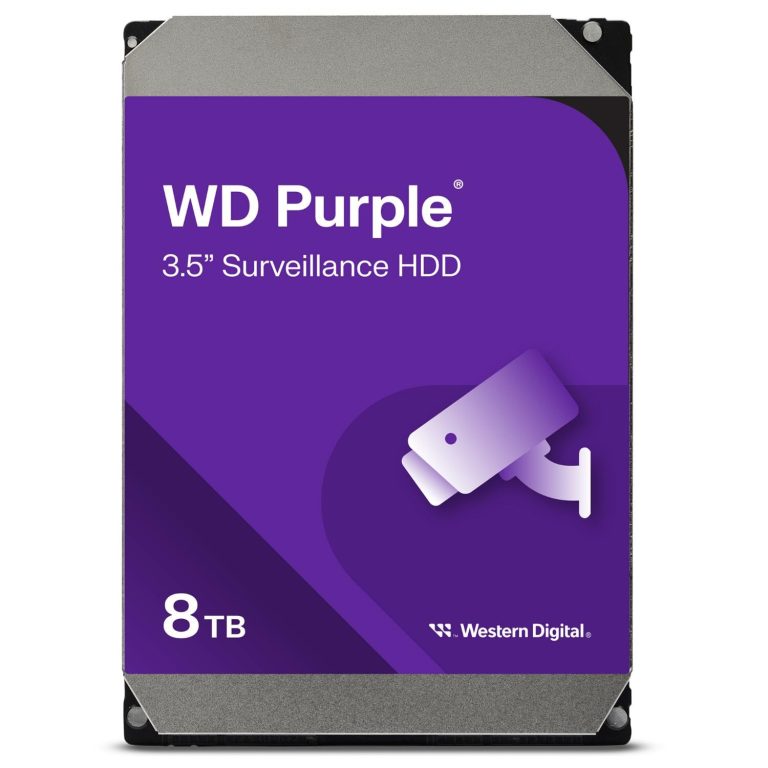 Western Digital Wd Purple 8Tb Surveillance 3.5&Quot; Internal Hard Drive, Allframe Technology, 180Tb/Yr, 128Mb Cache