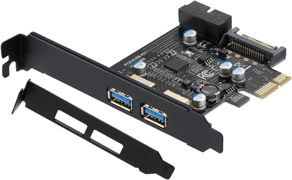 Yaboang Pci-E Usb Card 3.0 2-Port Expansion Card,Usb Port Card 19-Pin Usb3.0 Interface, Pci Express Expansion Card Suitable For Desktop Windows Xp/Vista/7/8/10/Linux/Ubuntu（2X Type A）