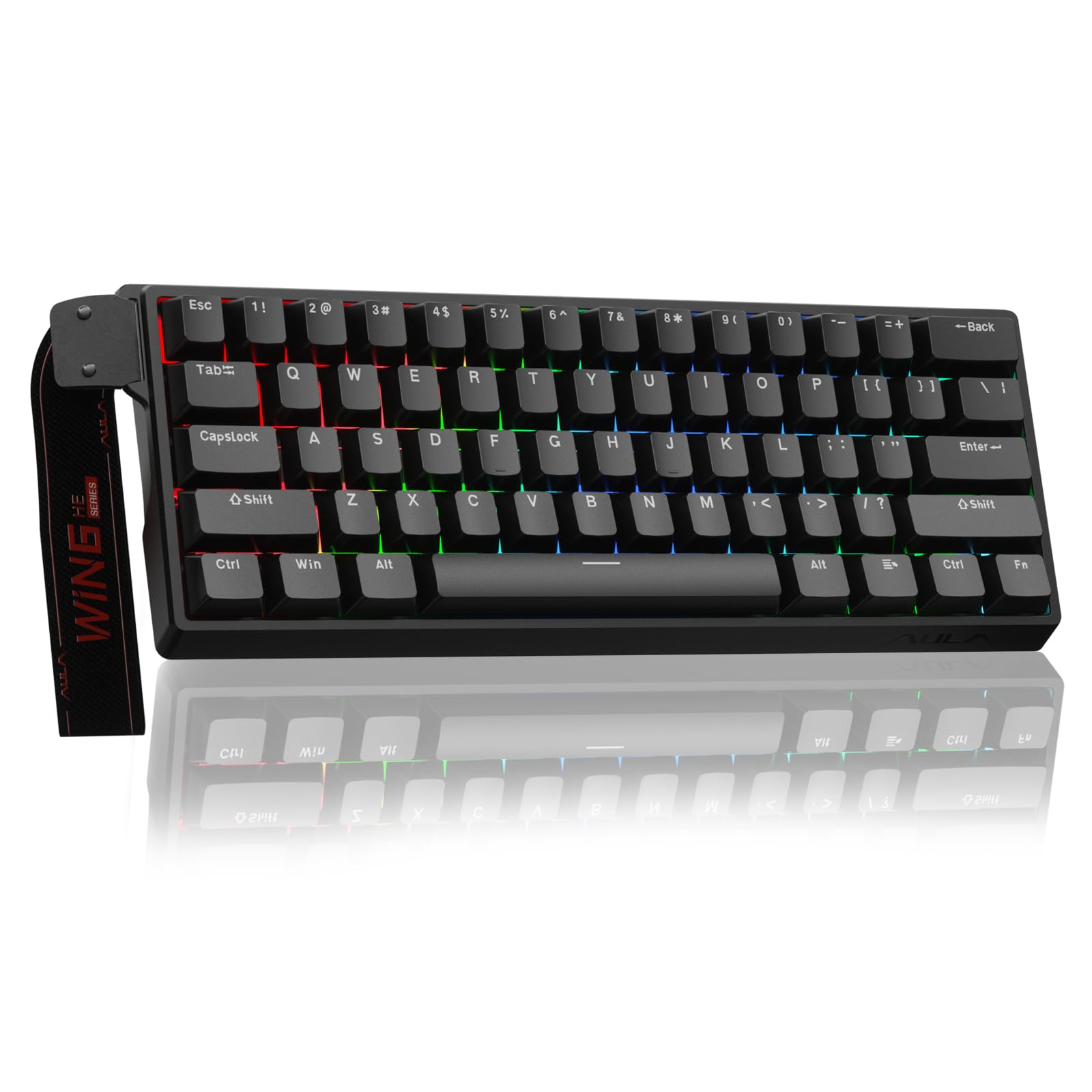 Aula Win60 He Mechanical Gaming Keyboard Wired,Hall Effect Magnetic Switches,Adjustable Actuation Rapid Trigger,8K Polling Rate,Rgb Backlight,60% Percent Keyboard For Mac/Win (Black)