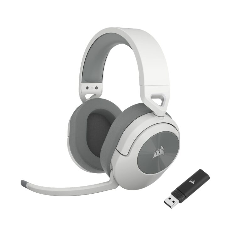 Corsair Hs55 Wireless Gaming Headset - Low-Latency 2.4Ghz Wireless Or Bluetooth® Connection, Dolby ® Audio 7.1 Surround Sound, Lightweight, Omni-Directional Microphone, On-Ear Audio Controls - White