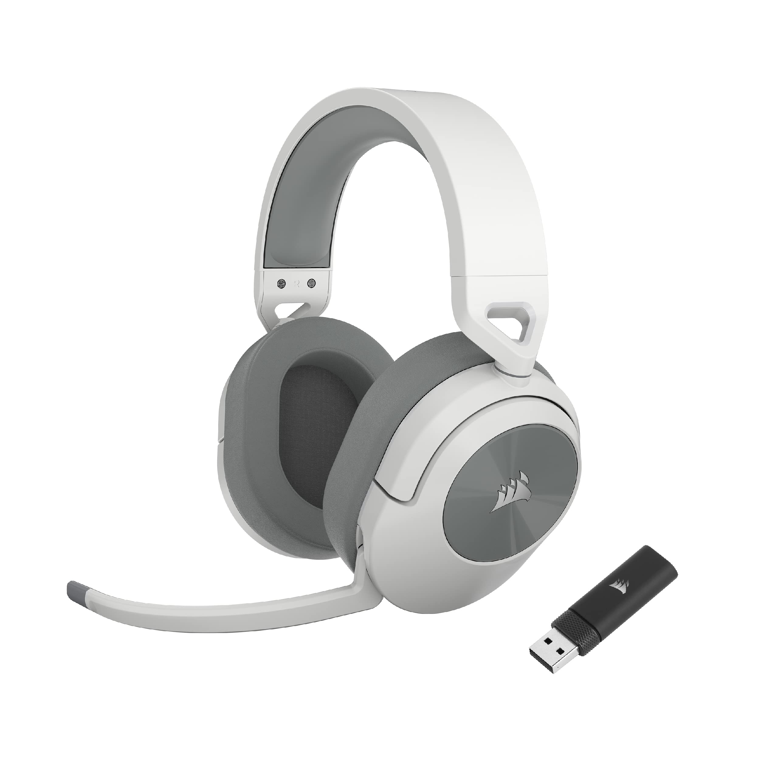 Corsair Hs55 Wireless Gaming Headset - Low-Latency 2.4Ghz Wireless Or Bluetooth® Connection, Dolby ® Audio 7.1 Surround Sound, Lightweight, Omni-Directional Microphone, On-Ear Audio Controls - White