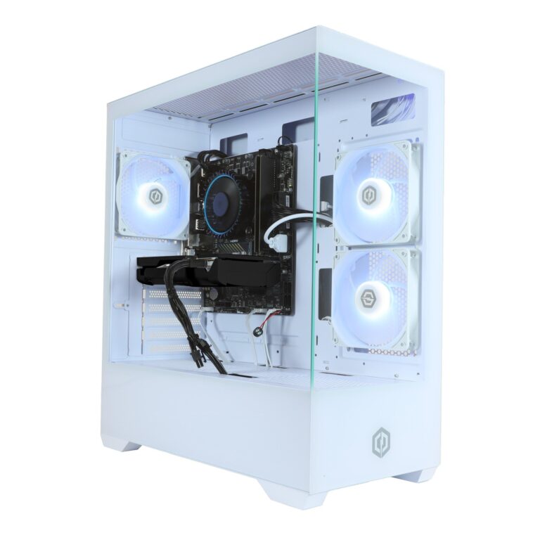 Cyberpowerpc Wyvern Gaming Pc - Amd Ryzen 7 8700F, Amd Radeon Rx 9060 Xt 8Gb, 16Gb Ram, 1Tb Nvme Ssd, 650W 80+ Psu, Wi-Fi, Windows 11, Prism Panoramic Rgb White