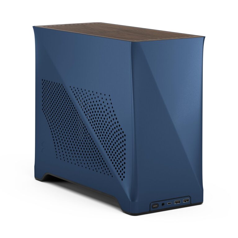 Fractal Design Era 2 Itx Pc Case In Midnight Blue – Sleek Anodized Aluminum, Solid Walnut Top, Supports 3-Slot Gpus, Pcie 4.0 Riser Cable Included