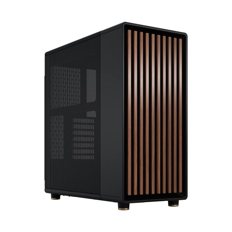 Fractal Design North Charcoal Black - Wood Walnut Front - Mesh Side Panels - Two 140Mm Aspect Pwm Fans Included - Type C Usb - Atx Airflow Mid Tower Pc Gaming Case