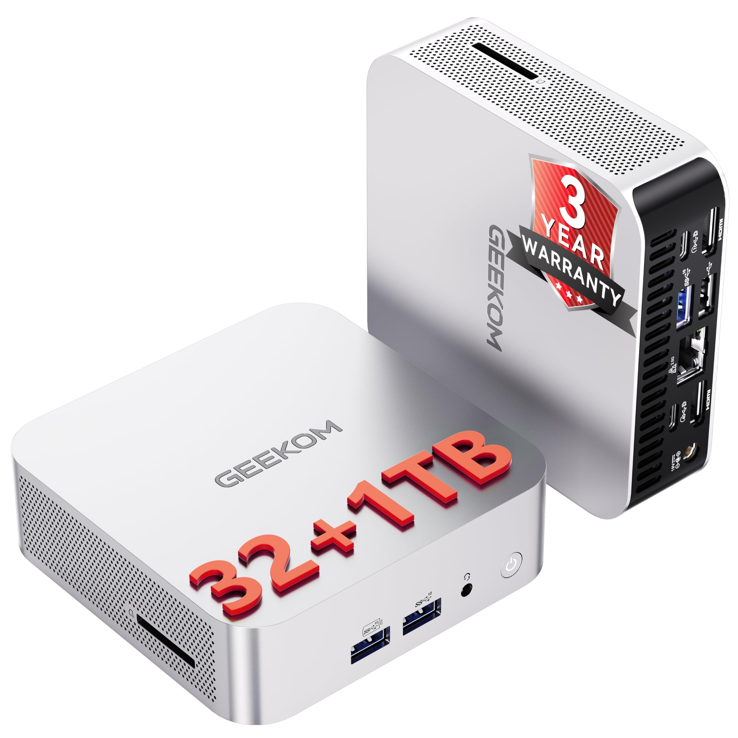 Geekom A6 Mini Pc Windows 11 Pro, With Amd Ryzen 7 6800 (Up To 4.7Ghz), 32Gb Ddr5 Ram (Expandable, Not Lpddr) &Amp; 1Tb Pcie 4.0 Ssd, Usb4 (40Gbps) &Amp; Dual Hdmi Quad Display/Wifi 6E For Home/Office/Gaming