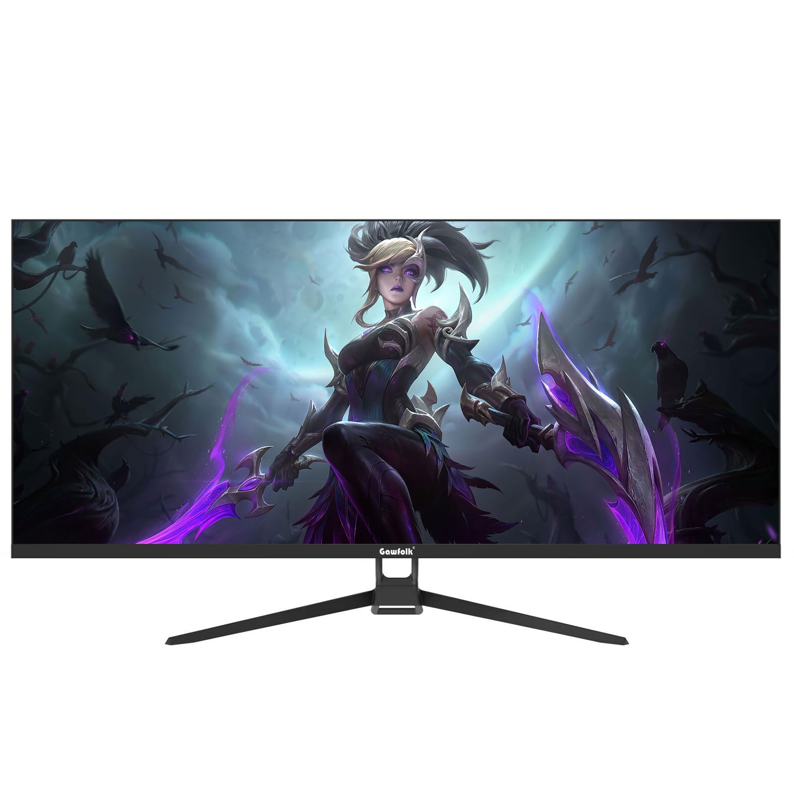 Gawfolk 34 Inch Ips Ultrawide 165Hz Gaming Computer Monitors, 21:9 Uwqhd (3440X1440) Pc Screen, 128% Srgb, Adaptive Sync, 178° Viewing Angle, Display Port, Hdmi, Compatible With Wall Mounting - Black