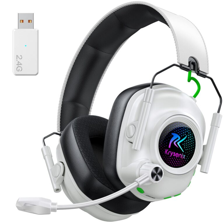 Krysenix Wireless Gaming Headset For Ps5, Ps4, Pc, Switch, Mac, 2.4 Ghz Wireless &Amp; Bluetooth 5.4 Gaming Headphones With Mic Noise Canceling, Gaming &Amp; Music Dual Mode, Foldable, 40H Battery