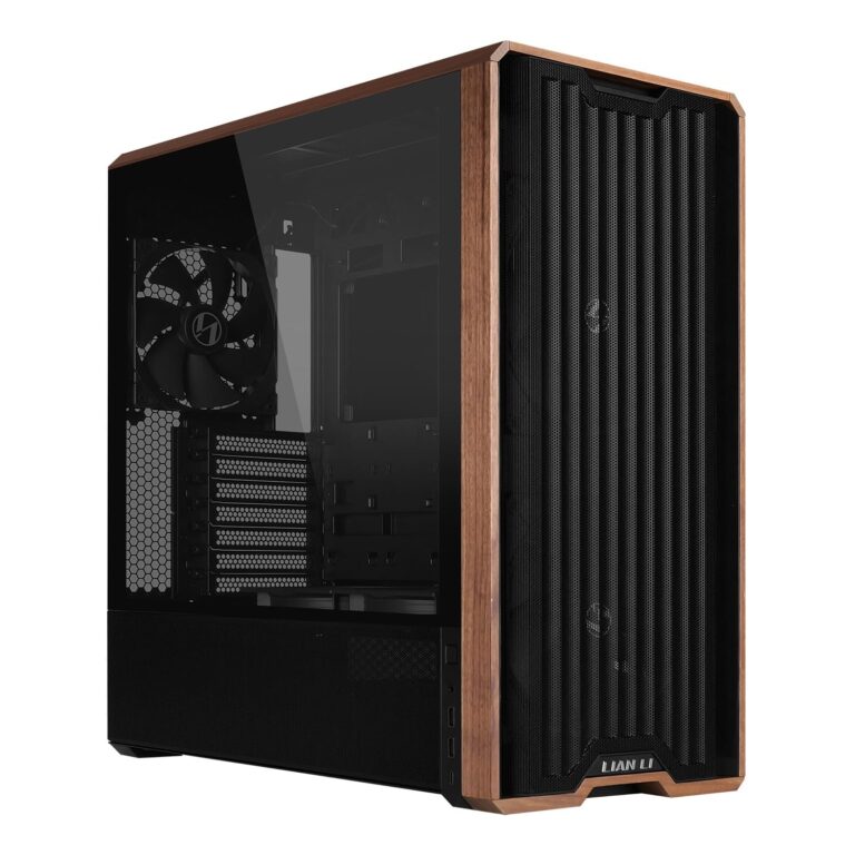 Lian Li Lancool 217 Pc Case Black | Atx Mid Tower, Tempered Glass, 5 Fans, Walnut Wood Accents, Mesh Front, Back-Connect Compatible