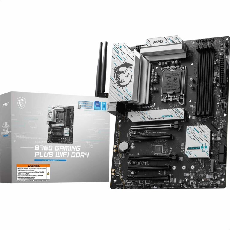 Msi B760 Gaming Plus Wifi Ddr4 Motherboard, Atx - Supports Intel 14Th, 13Th &Amp; 12Th Gen Core Processors, Lga 1700 - Ddr4 Memory Boost 5333+Mhz/Oc, 1X Pcie 4.0 X16, 2 X M.2 Gen4, 2.5G Lan, Wi-Fi 6E