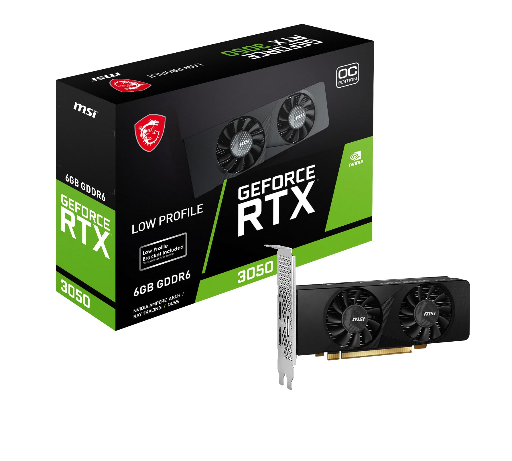 Msi Geforce Rtx 3050 Lp 6G Oc Gaming Graphics Card - 6Gb Gddr6, 1492 Mhz, Pci Express Gen 4, 96-Bit, 1X Dp (V1.4A), 2X Hdmi 2.1 (Supports 4K)
