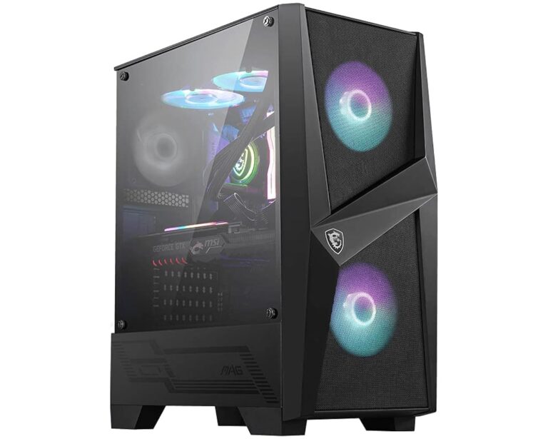 Msi Mag Forge 100R Mid Tower Gaming Computer Case (Black, 2X 120Mm Argb Pwm Fan, 1X 120Mm Fan, 1-6 Argb Hub, Tempered Glass, Msi Center, Atx, Matx, Mini-Itx)