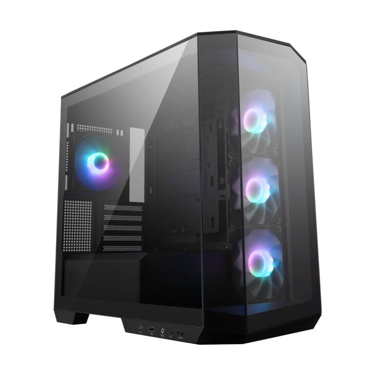 Msi Mag Pano M100L Pz Micro-Atx Pc Case - Micro-Atx Capacity, Gpu Support Stand, Level Indicator, Dust Filters, 33 Mm Cable Routing Space, Usb Type-C (20Gbps)