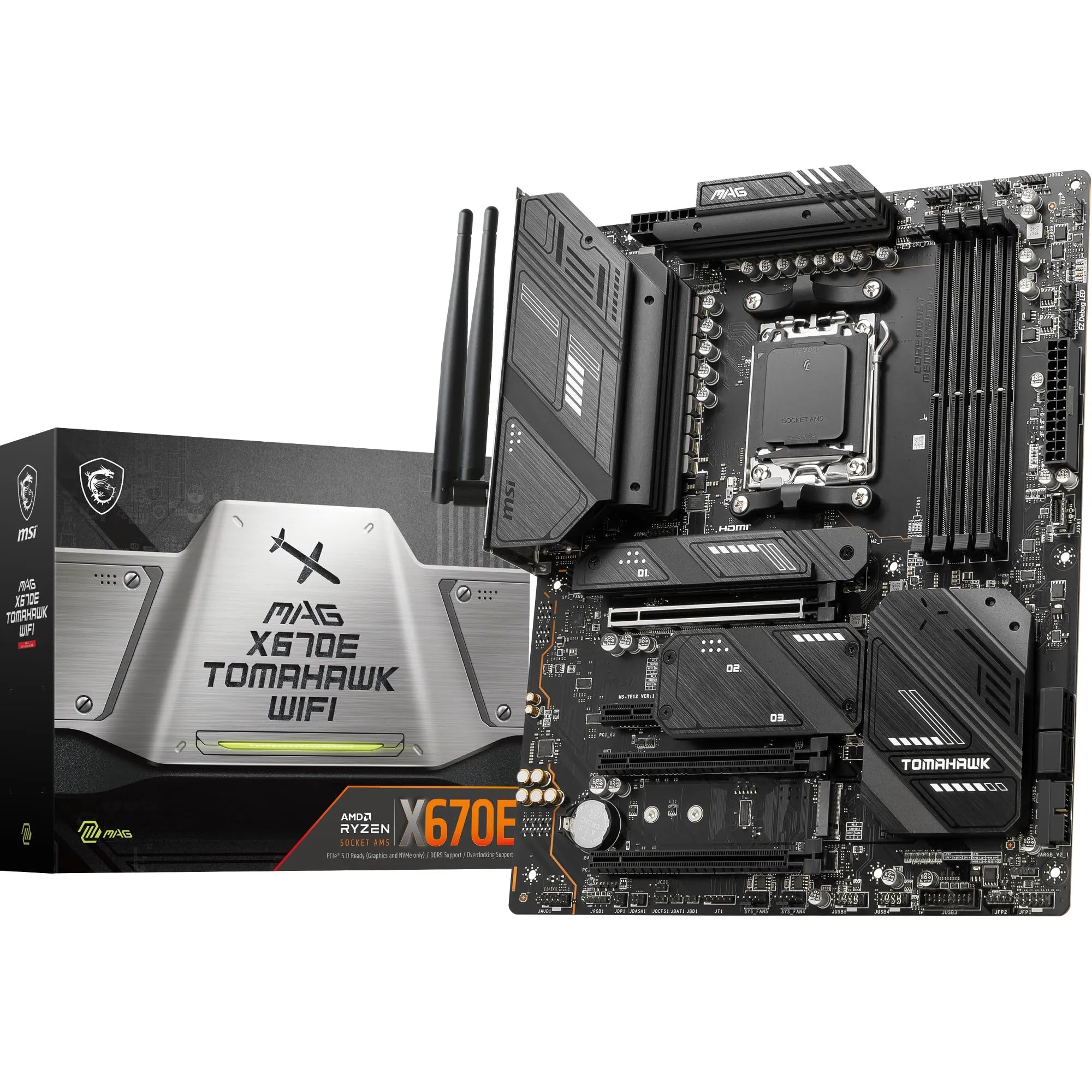Msi Mag X670E Tomahawk Wifi Motherboard, Atx - Supports Amd Ryzen 9000 / 8000 / 7000 Series Processors, Am5 - 80A Sps Vrm, Ddr5 Memory Boost 6600+Mhz/Oc, Pcie 5.0 X16, M.2 Gen5, Wi-Fi 6E