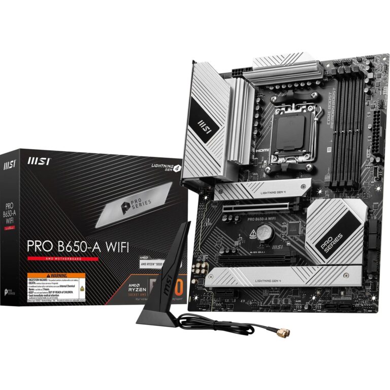 Msi Pro B650-A Wifi Motherboard, Atx - Supports Amd Ryzen 9000/8000 / 7000 Series Processors, Am5 - Ddr5 Memory Boost 7600+Mhz/Oc, 2 X Pcie 4.0 X16, 3 X M.2 Gen4, Wi-Fi 6E