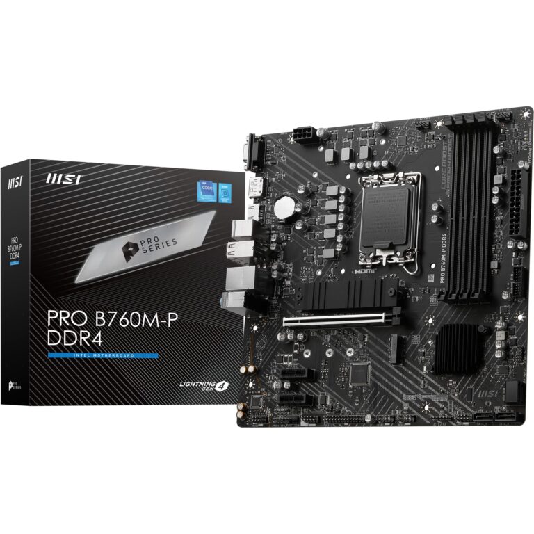 Msi Pro B760M-P Ddr4 Motherboard, Micro-Atx - Supports Intel 12Th &Amp; 13Th Gen Core Processors, Lga 1700 - Ddr4 Memory Boost 4800+Mhz/Oc, Pcie 4.0 X16 Slot, M.2 Gen4 Slots, Various