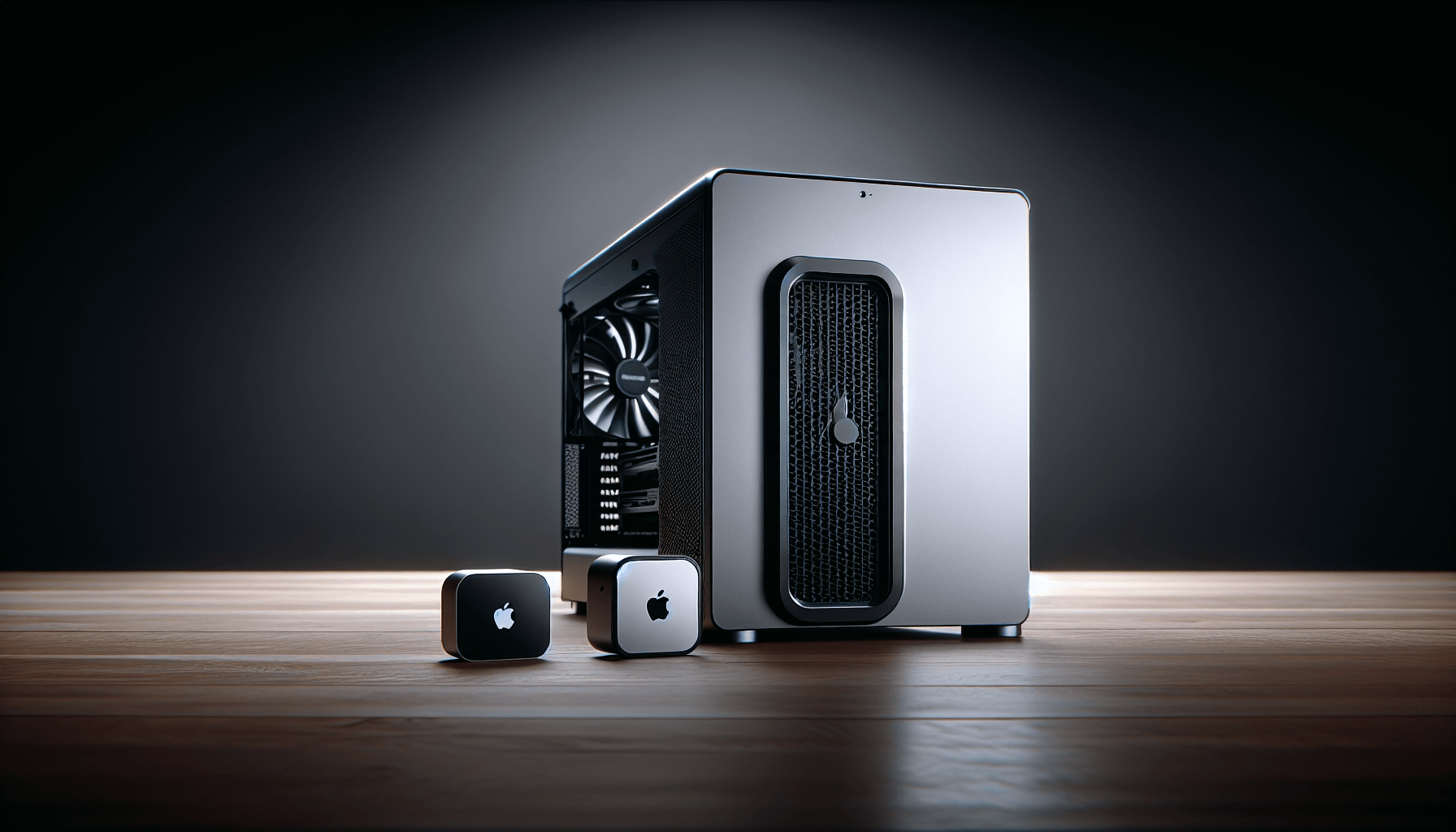 Mac Mini M4 Vs Cyberpowerpc Luxe Gaming Desktop Comparison Showing Compact Mac And Gaming Tower Illustration