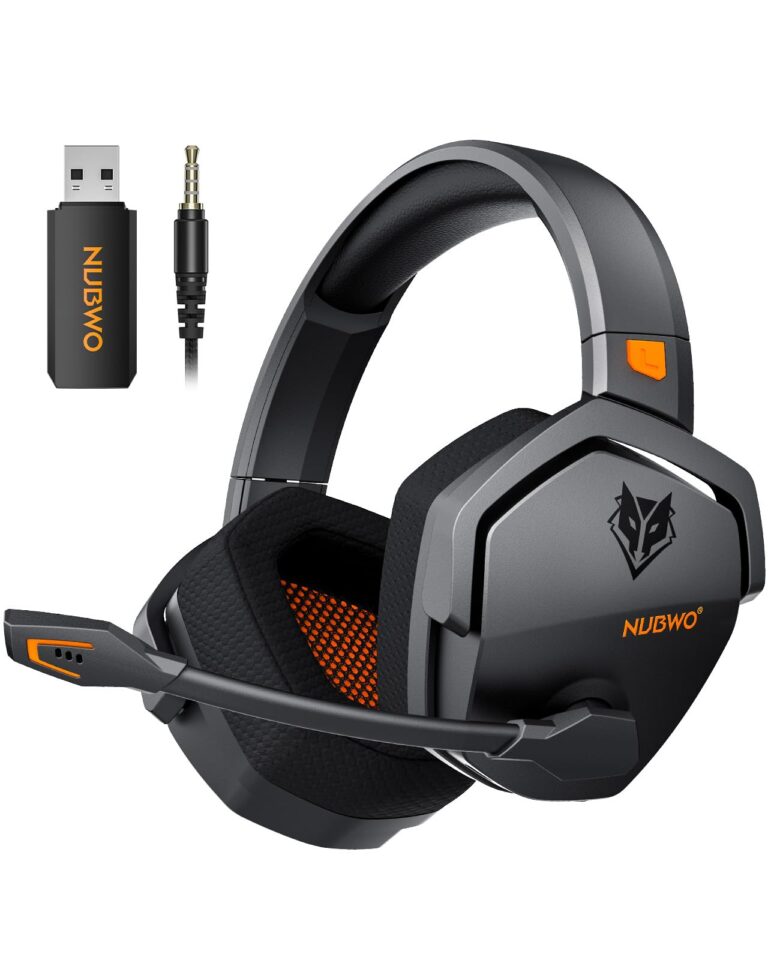 Nubwo Wireless Gaming Headset With Mic For Ps5 Ps4 Pc, Zero Interference, 100-Hour Battery All-Day Play, 23Ms Sync​ For Fortnite &Amp; Call Of Duty/Fps Gamers, Triple Mode All Devices Compatible - Orange
