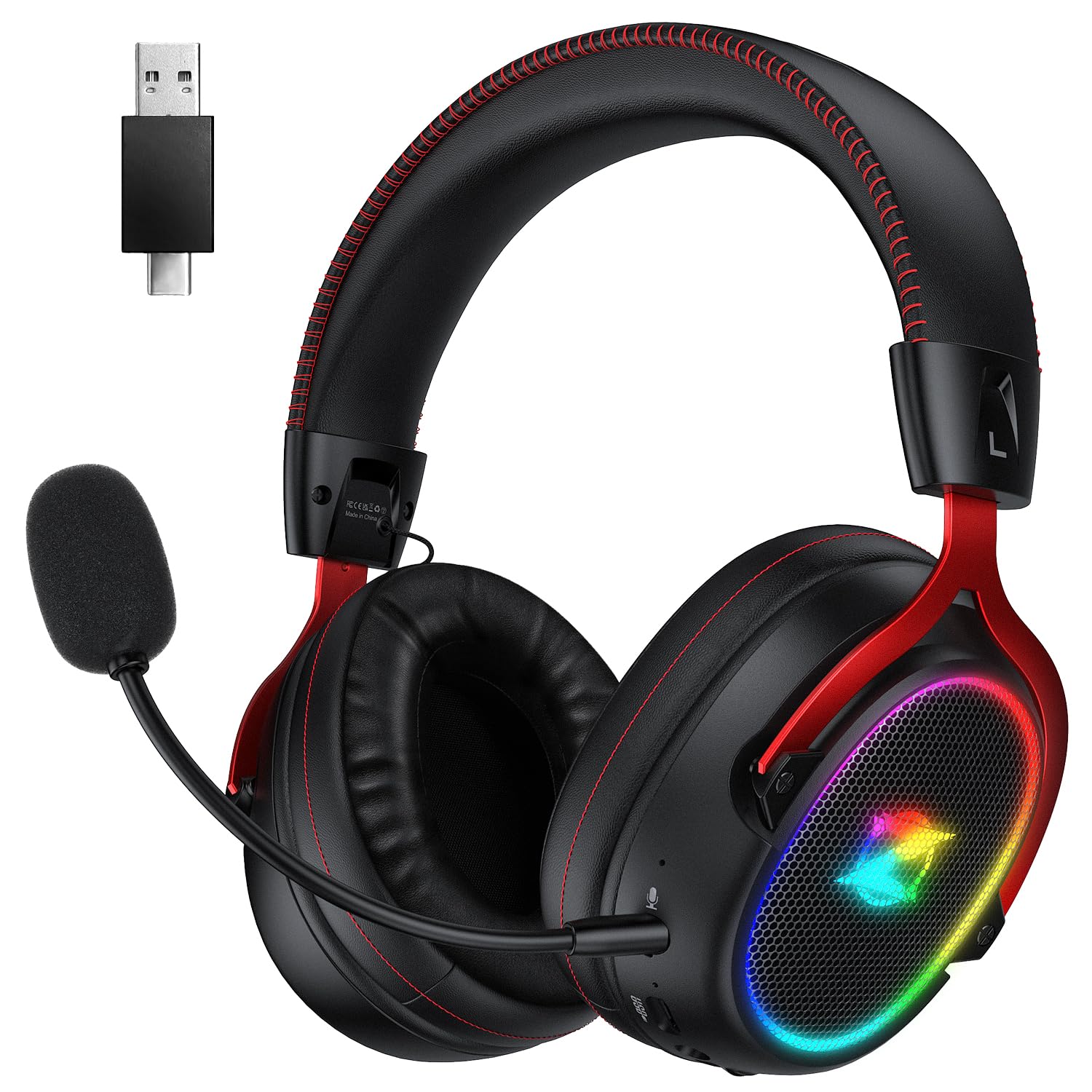Ozeino Wireless Gaming Headset, 2.4 Ghz Lossless Connection, 7.1 Surround Sound, Bluetooth Gaming Headphones With Detachable Enc Noise Canceling Mic, 45-Hour Battery For Ps5, Ps4, Pc, Laptop, Switch