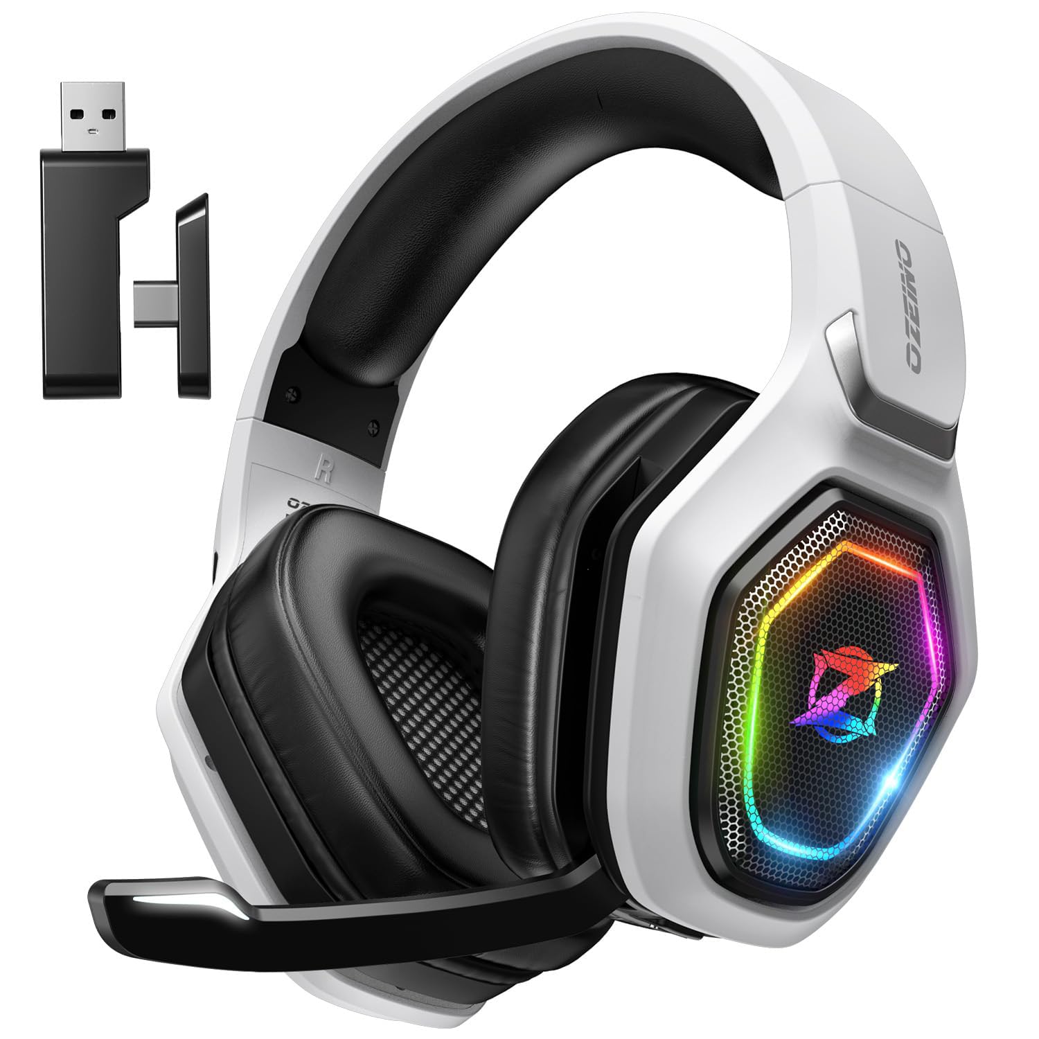 Ozeino Wireless Gaming Headset For Pc, Ps5, Ps4-2.4Ghz Lossless Audio Usb &Amp; Type-C Ultra Stable Gaming Headphones With 40Hr Battery Gamer Headset, Flip Microphone For Switch, Laptop, Mobile, Mac