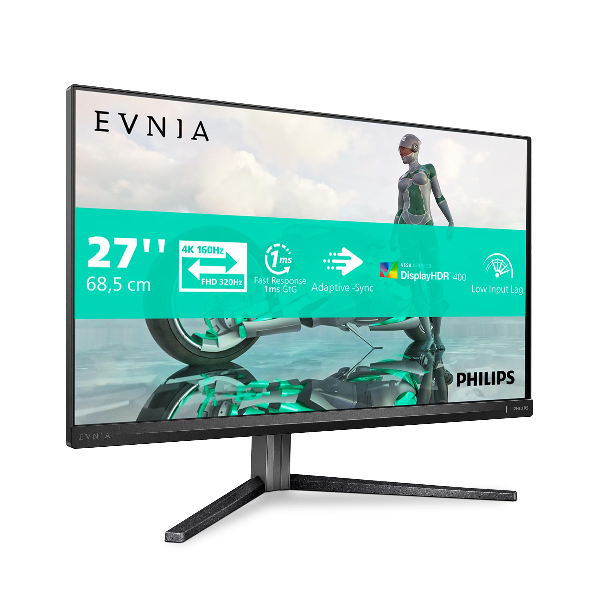 Philips Evnia 27M2N3800A - 27 Inch 4K Gaming Monitor, Ips, 4K 160 Hz/Fhd 320Hz Dual Frame, 0.5 Ms, Hdr400, G-Sync Comp, Height Adjust, Speakers (2X Hdmi 2.1, 1X Displayport 1.4)