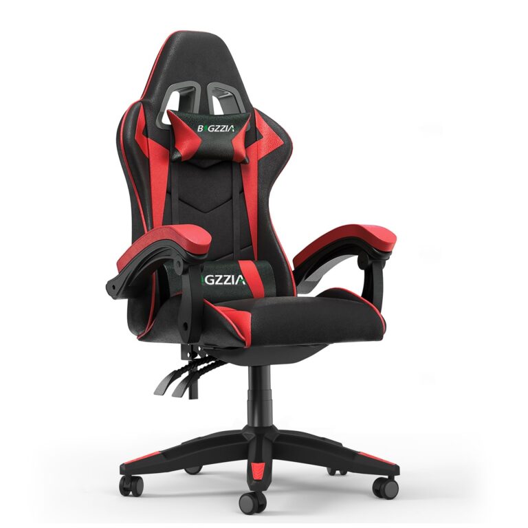 Racingreat Ergonomic Gaming Chair With Adjustable Height, Reclining Feature, Headrest, And Lumbar Support For Adults (Basics, Red)