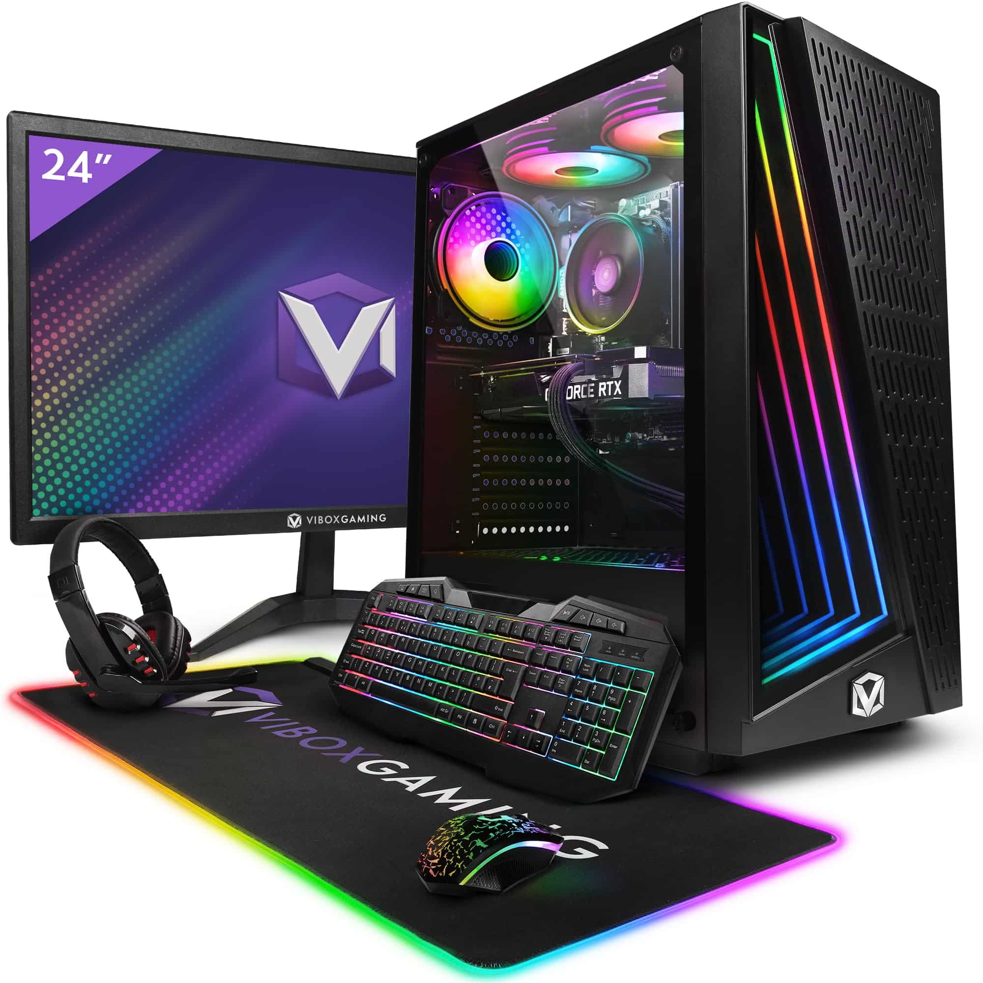 Vibox V-124 Gaming Pc Bundle • Amd Ryzen 5 5500 4.2Ghz • Nvidia Rtx 5060 Ti 8Gb • 16Gb Ram • 1Tb Nvme Ssd • Windows 11 • 23&Quot; Monitor • Wifi