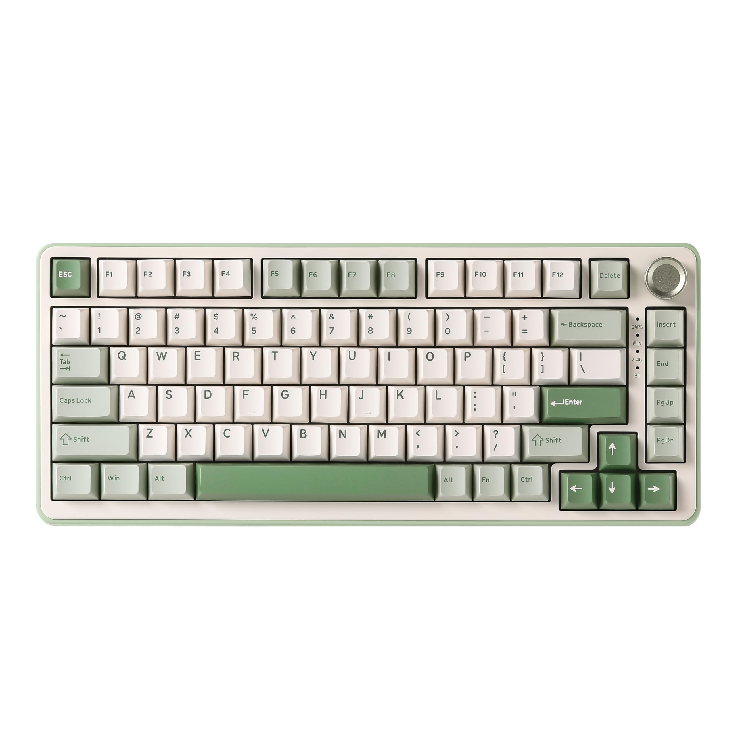 Yunzii B75 Pro Wireless Mechanical Keyboard,75% Gaming Keyboard Gasket Hot Swap Custom Keyboard With Knob,Pre-Lubed Switches Rgb,Bluetooth/Type-C/2.4G (Matcha Green, Milk Switch)