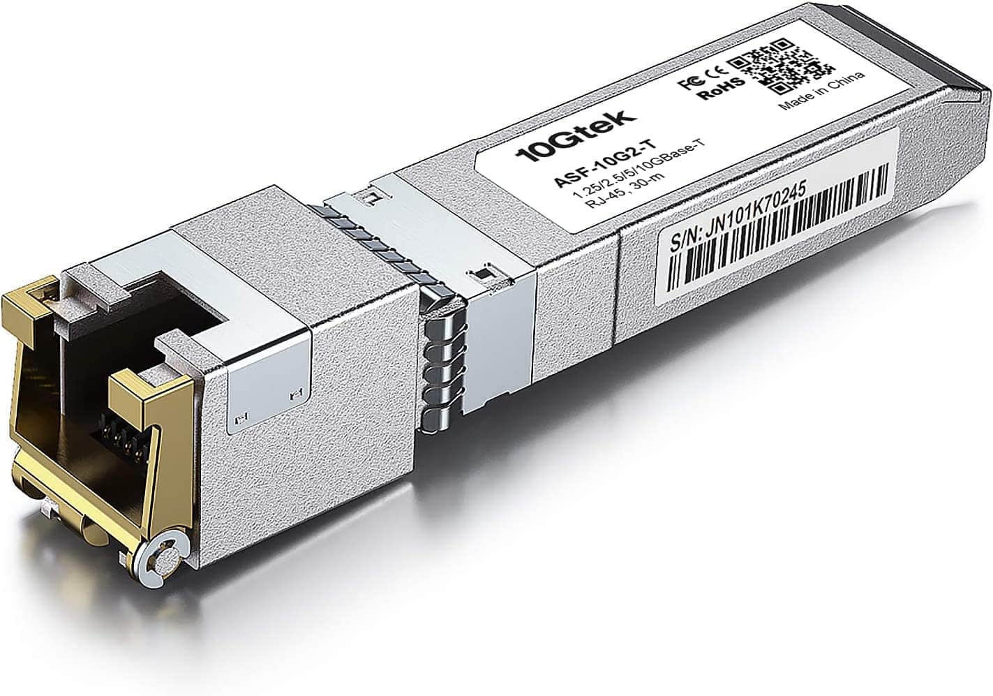 10Gtek 1.25/2.5/5/10Gbase-T Sfp+ Rj-45 Cat.6A Copper Transceiver, Up To 30 Meters, Compatible With Cisco Sfp-10G-T-S, Ubiquiti Unifi Uf-Rj45-10G, Fortinet, Netgear, D-Link And More