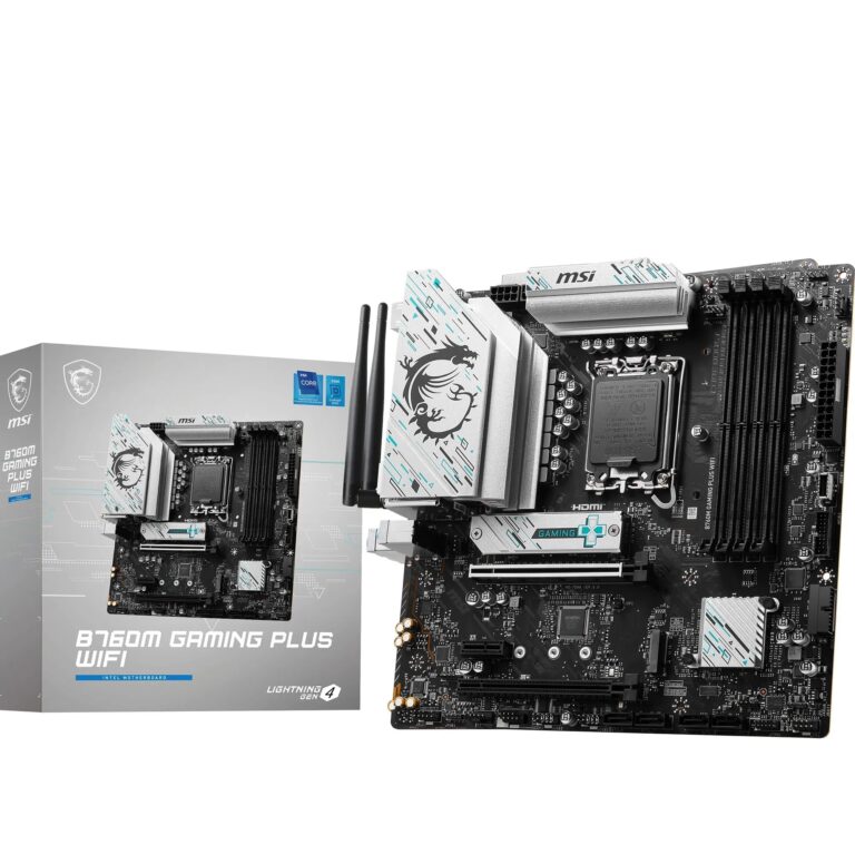 Msi B760M Gaming Plus Wifi Motherboard, Matx - Supports Intel 14Th, 13Th &Amp; 12Th Gen Core Processors, Lga 1700 - Ddr5 Memory Boost 6800+Mhz/Oc, 1X Pcie 4.0 X16, 2 X M.2 Gen4, 2.5G Lan, Wi-Fi 6E