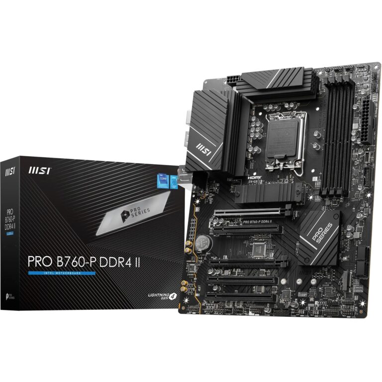 Msi Pro B760-P Ddr4 Ii Motherboard, Atx - Supports Intel 14Th, 13Th &Amp; 12Th Gen Core Processors, Lga 1700 - Ddr4 Memory Boost 5333+Mhz/Oc, Pcie 4.0 X16 Slots, M.2 Gen4 Slots, 2.5G Lan Black