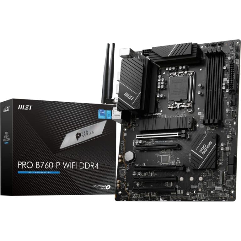 Msi Pro B760-P Wifi Ddr4 Motherboard, Atx - Supports Intel 12Th &Amp; 13Th Gen Core Processors, Lga 1700 - Ddr4 Memory Boost 5333+Mhz/Oc, Pcie 4.0 X16 Slots, M.2 Gen4 Slots, 2.5G Lan, Wi-Fi 6E