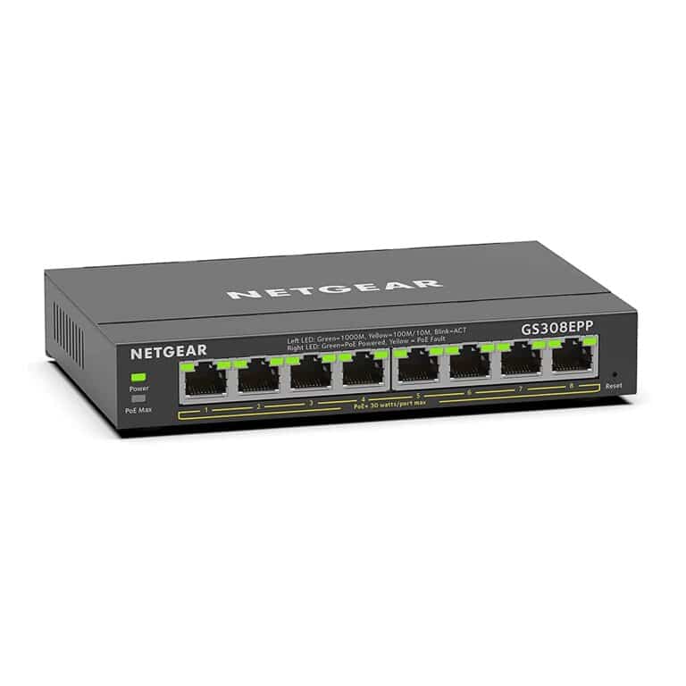 Netgear Poe Switch 8 Port Gigabit Ethernet Plus Network Switch (Gs308Epp) - With 8 X Poe+ @ 123W, Desktop Or Wall Mount